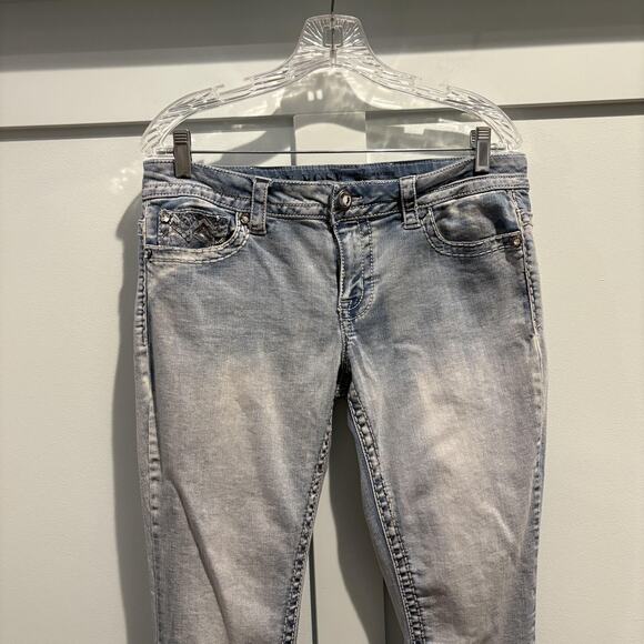 Knox Rose‎ Jeans Womens 12 / 31 Mid Rise Skinny Blue Denim Bling Pockets Stretch - Picture 5 of 16